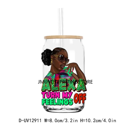 African American Black Women UV DTF Transfers Stickers Decals For Libbey Cold Cups Mugs Tumbler Waterproof DIY Craft Afro Girls