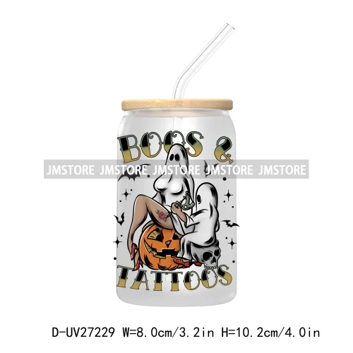 Candy Heart Spooky Ghost Halloween UV DTF Transfer Stickers Decals For Libbey Cold Cup Mug Tumbler Tis The Season Horror Pumpkin