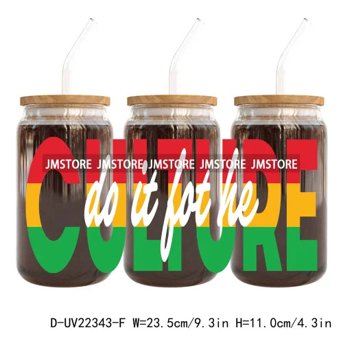 Celebrate 1865 Juneteenth Freedom UV DTF Sticker For 16OZ Libbey Glass Cup Can Wrap Transfer Stickers Custom Labels DIY Logo