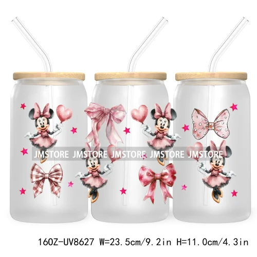 Cartoon Bear Halloween Coquette Bow UV DTF Sticker For 16OZ Libbey Glass Cup Can Wrap Transfer Stickers Custom Labels DIY Logo