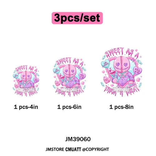 Spooky Scary Vibes Cartoon Halloween Ghost Designs Iron on DTF Washable Heat Transfers Stickers Ready to Press for Textile Bags