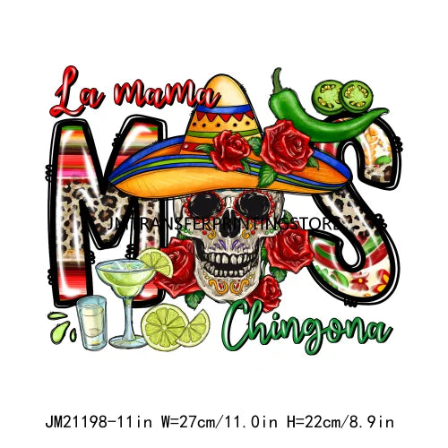 Let's Fiesta Love Mexico Cinco De Mayo La Mama Chingona Design Decals Mamacita Pinata Gnomizes DTF Transfer Stickers For T-shirt