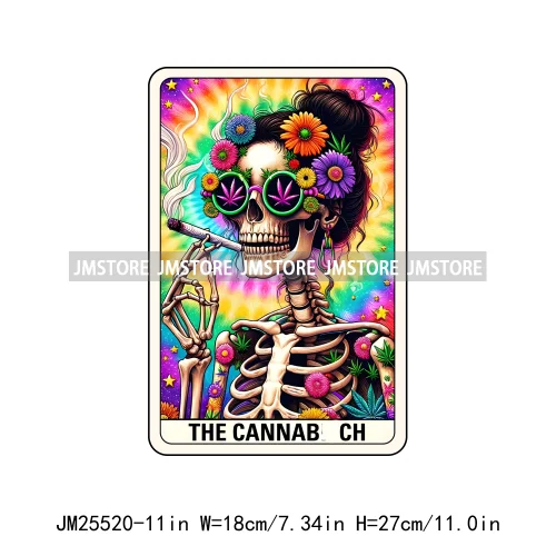 Skeleton La Maestra Chingona Smoke Women Lovers Tarot Card Printing DTF Iron On Transfer Stickers Ready To Press For Clothes Bag