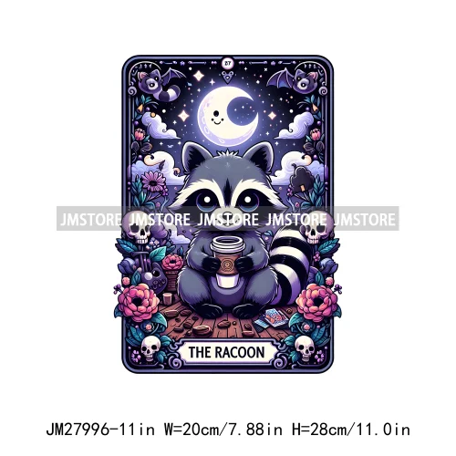 Spooky Halloween Tarot Card Pumpkin Skeleton Ghost Flower Iron On DTF Transfers Stickers Ready To Press For Sweatshirt Bags