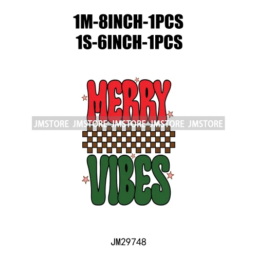 Small Town Fram Fresh Tree Christmas Merry Vibes Ho Ho Ho Santa Deer Iron On DTF Transfers Stickers Ready To Press For Hoodies