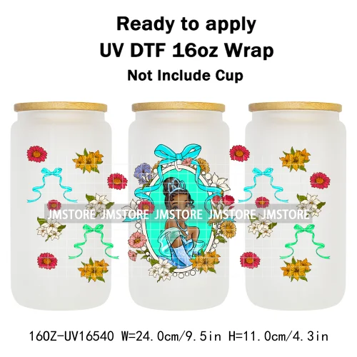 Magical Mirror Princess Coquette Bow 16OZ UV DTF Cup Wraps Ready To Apply Waterproof Transfer Stickers For Libbey Glass Can Mugs