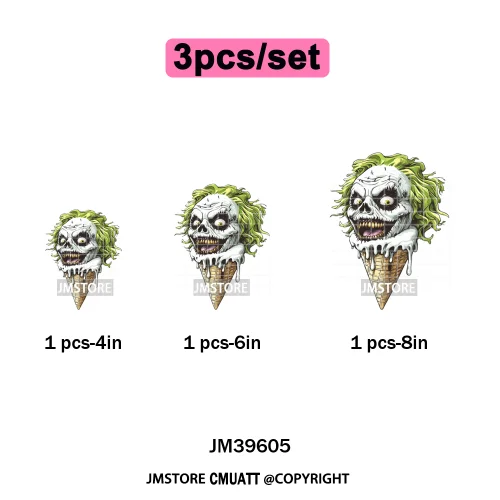 Scary Halloween Popsicles Horror Movie Killers Character Iron on DTF Washable Transfers Stickers Ready to Press for Textile Bags