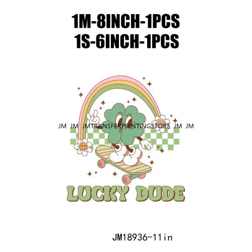 Happy St Patrick's Irish Day Lucky Vibes Shamrock And Roll Wish DTF Heat Transfers Stickers Printing Ready To Press For Clothing