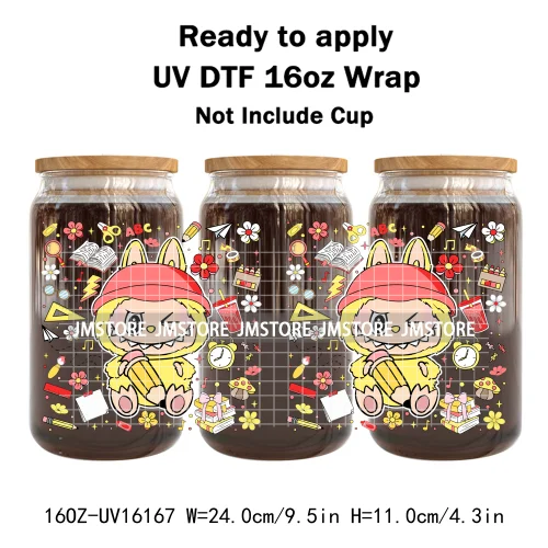 Colorful Cartoon Monster Dolls Princess UV DTF Stickers Ready To Transfer Cup Wrap Custom Labels For Libbey Can Glass Tumbler