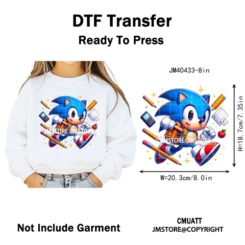 Cartoon Character Back To School Book Teacher School Friends Iron on DTF Washable Transfers Stickers Ready to Press for Textile