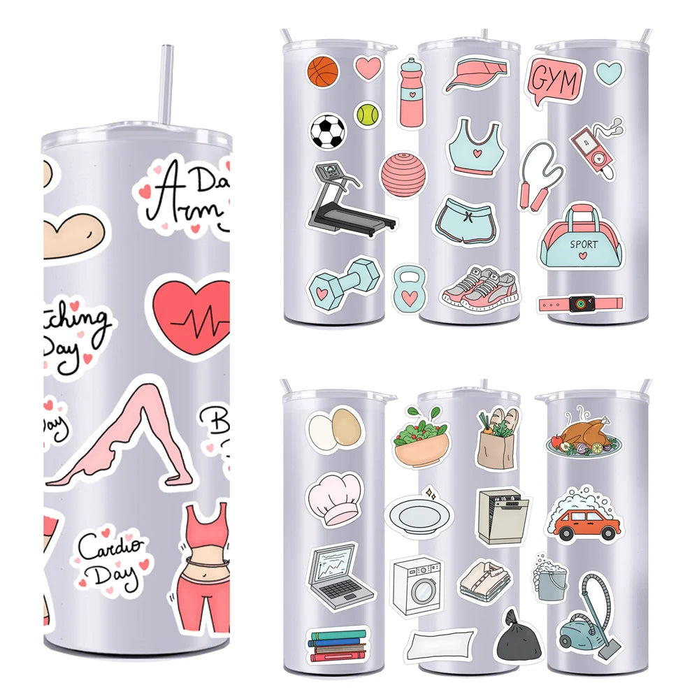 New Sport GYM Healthcare 20OZ UV DTF Straight Wrap Transfers Stickers Custom Labels DIY Waterproof Logo For Tumblers