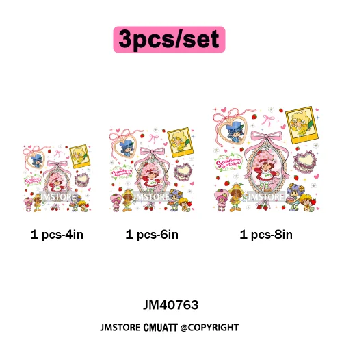 Best Friends Birthday Cute Little Berry Girl Coquette Character Design Iron on DTF Transfers Stickers Ready to Press for Textile