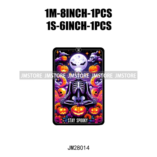 Custom Spooky Season Ghost Cycopath Skull Halloween Tarot Card DTF Iron On Heat Press Transfer Stickers Printing For Hoodies