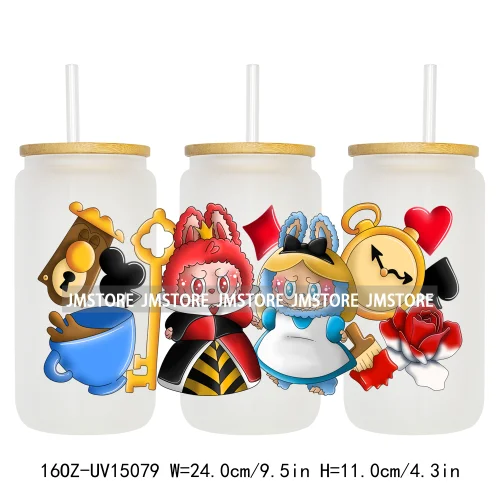 Fashion Princess Monster Doll 16OZ UV DTF Cup Wraps Ready To Apply Waterproof Transfer Stickers For Libbey Glass Can Tumbler