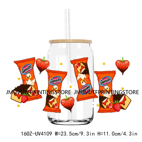 Latina Cartoon Girls UV DTF Sticker For 16OZ Libbey Glass Cup Can Wrap Transfers Stickers Custom Labels DIY Logo Mexican Snacks