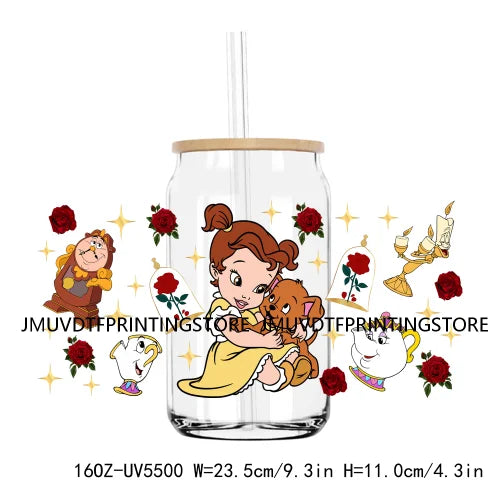 Cartoon Little Mermaid Princess Friends UV DTF Sticker For 16OZ Libbey Glass Cup Can Wrap Transfer Sticker Custom Label DIY Logo