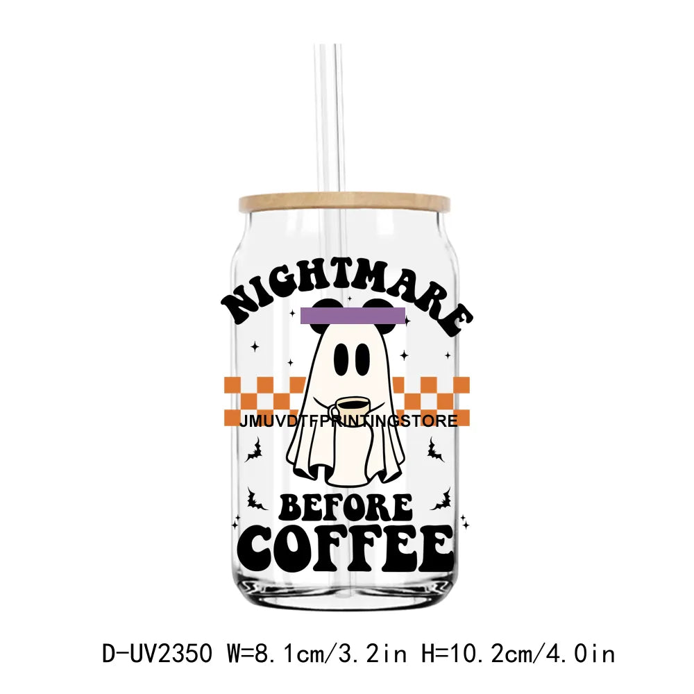 Skull Nightmare Before Coffee UV DTF Transfers Stickers Decals For Libbey Cold Cups Mugs Tumbler Waterproof DIY Craft