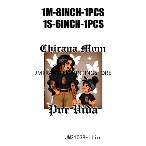 Mexican Chicana Mama Daughter Son Decals Proud Latina Mamacita Chingona Heat Transfer Stickers Ready To Press For T-shirts Bags