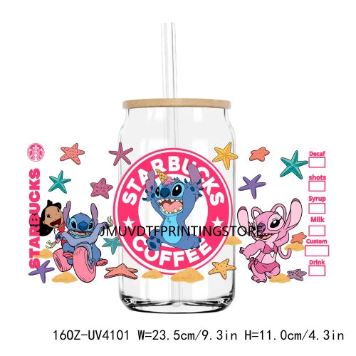 Hot Sale Movies Cartoon Princess UV DTF Sticker For 16OZ Libbey Glass Cup Can Wrap Transfer Sticker Custom Labels DIY Logo Kids