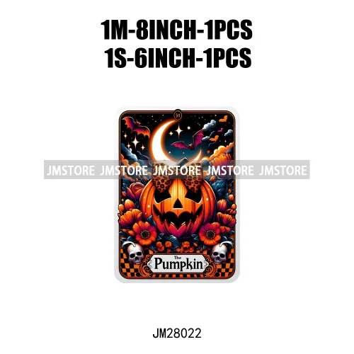 Custom Spooky Season Ghost Cycopath Skull Halloween Tarot Card DTF Iron On Heat Press Transfer Stickers Printing For Hoodies