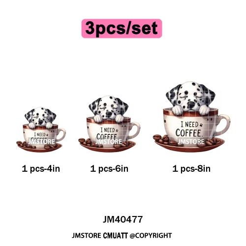Funny Cartoon Pet Puppy Small Sleeping Cozy Coffee Dogs Lover Iron on DTF Washable Transfers Sticker Ready to Press for Clothing