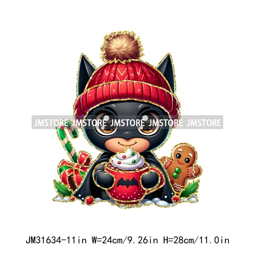 Cute Cartoon Christmas Character Coffee Gingerbread Merry Christmas Iron On DTF Transfers Stickers Ready To Press For T-shirts