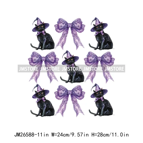 Spooky Halloween Mama Witch Social Club Coquette Bows Ghost Black Cat DTF Iron On Transfer Stickers Ready To Press For Clothing