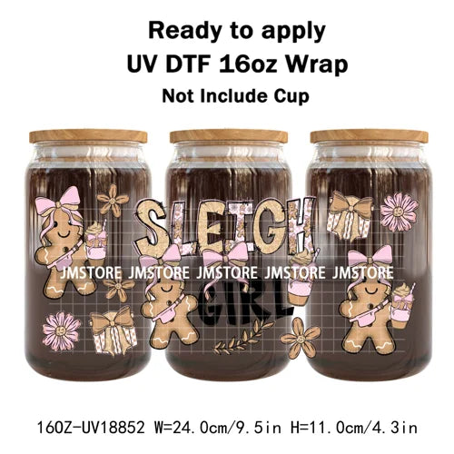 Coquette Bow Christmas Cozy Winter UV DTF Stickers Ready To Apply Cup Wrap Durable Custom Prints DIY Craft For Libbey Can Glass