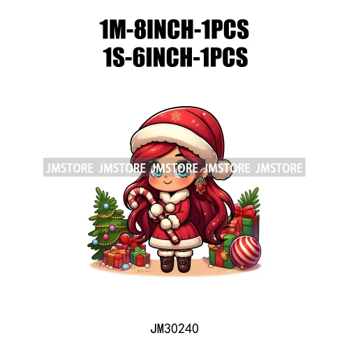 Cute Princess Red Ugly Sweater Cartoon Girls Friends Merry Christmas Iron On DTF Transfers Stickers Ready To Press For Clothing