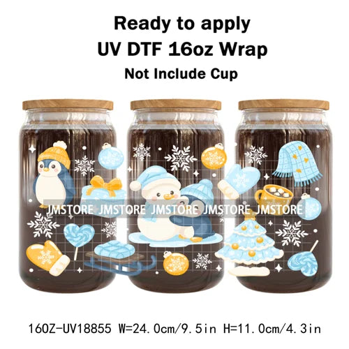 Coquette Bow Christmas Cozy Winter UV DTF Stickers Ready To Apply Cup Wrap Durable Custom Prints DIY Craft For Libbey Can Glass