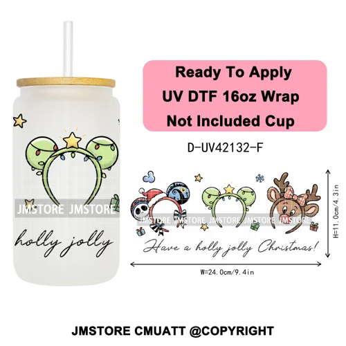 Mouse Halloween Villain Girly Cartoon Princess 16OZ UV DTF Cup Wraps Ready To Apply Transfer Stickers For Libbey Glass Can Mugs