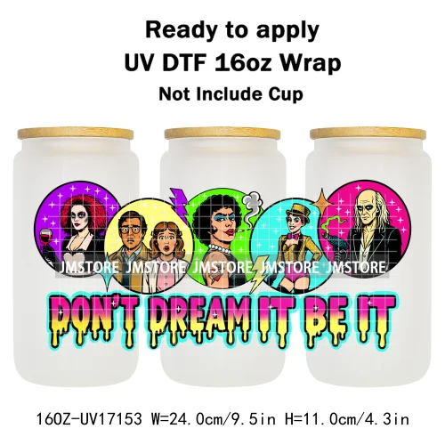 Halloween Horror Movies Mom Messy Bun UV DTF Stickers Ready To Apply Cup Wrap Custom Labels DIY Craft For 16OZ Libbey Can Glass