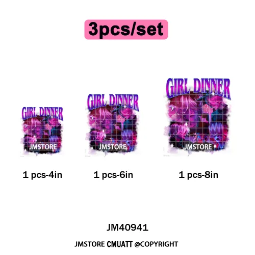 Cartoon Girl Dinner Kpop Merch Idol Band Group Music Movie Iron on DTF Washable Transfers Stickers Ready to Press for Textile