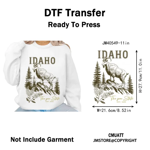 Colorful US State Love Travel Landmark Animal Icons Printing Iron on DTF Washable Transfers Stickers Ready to Press for T-shirts
