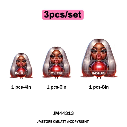 Sassy Black Girl Santa Christmas Bright Gingerbread Iron on Washable DTF Heat Transfers Stickers Ready to Press for Sweatshirts