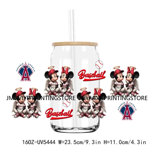 Cartoon Mouse Couple Playing Baseball UV DTF Sticker For 16OZ Libbey Glass Cup Can Wrap Transfer Stickers Custom Labels DIY Logo