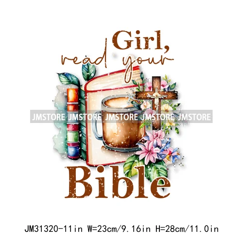 Floral Religious Sayings God Bible Verse Blessed Faith Inspirational Iron On DTF Transfers Stickers Ready To Press For Hoodies