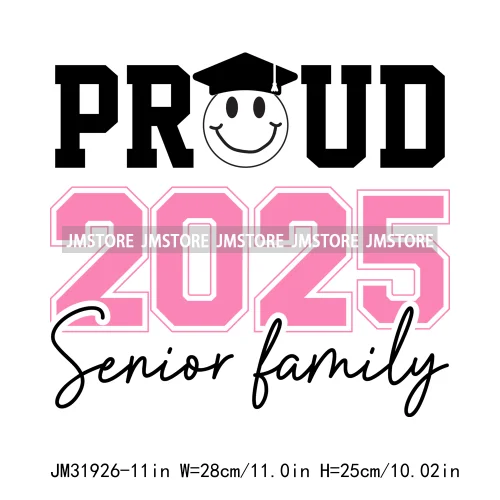 New High School Pink Senior 2025 Grad Squad 2k25 Senior Year Coquette Iron On DTF Transfers Stickers Ready To Press For Hoodies