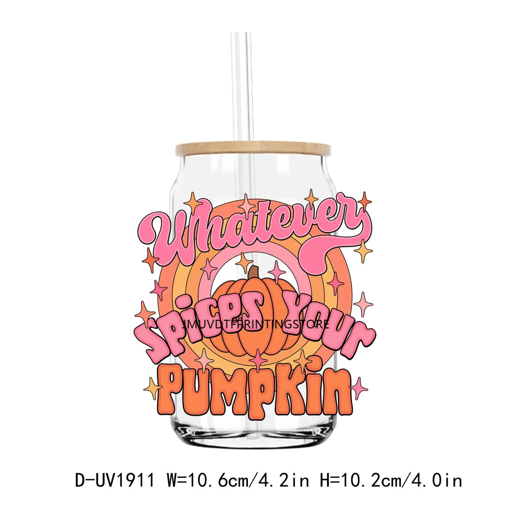 Pumpkin Spice Season Fall Halloween UV DTF Transfers Stickers Decals For Libbey Cold Cups Mugs Tumbler Waterproof DIY Craft