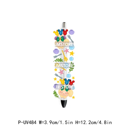 Cute Cartoon Monsters Character Kids UV DTF Pen Wraps Ready To Apply Transfer Stickers Waterproof Prints Durable Custom Labels