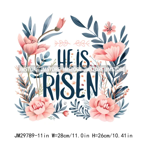 Floral Christian Jesus Praise God Religious Bible Verse Motivational Quotes Iron On DTF Heat Press Transfer Stickers For Clothes