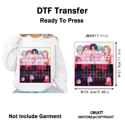 Music Kpop Group Lover Anime Fans Boys Girls Hunters Inspired Iron on DTF Washable Transfers Sticker Ready to Press for Clothing