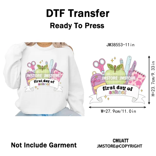 Trendy In My Girls Era Teacher School Good Vibes Quotes Iron on DTF Washable Transfers Stickers Ready to Press for Textile Bags