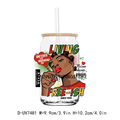 Steppin' into Juneteenth UV DTF Transfer Stickers Decals For Libbey Cold Cups Mugs Tumbler Waterproof DIY Logo Black Nurse Magic