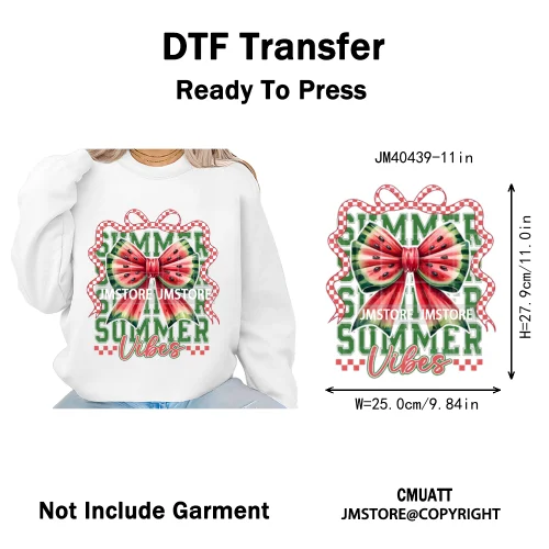 Hello Summer Vibes Watermelon Strawberry Fruit Festival Lover Coquette Iron on DTF Transfers Sticker Ready to Press for T-shirts