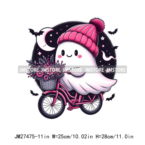 Read Books Flower Bike Music Ghost Sweet Spooky Season Halloween DTF Printing Logos Iron On Transfers Stickers For Hoodies Bags