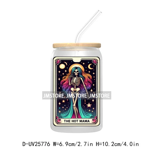 Sarcastic Sweary Skeleton Skull UV DTF Transfer Stickers Decals For Libbey Cold Cups Mugs Tumbler Custom Labels Funny Tarot Card