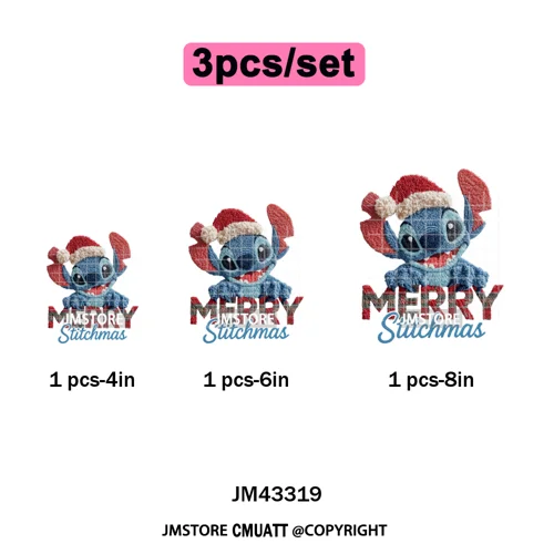 Latch Hook Faux Yarn Cartoon Movie Friends Merry Christmas Iron on Washable DTF Transfers Stickers Ready to Press for Textiles