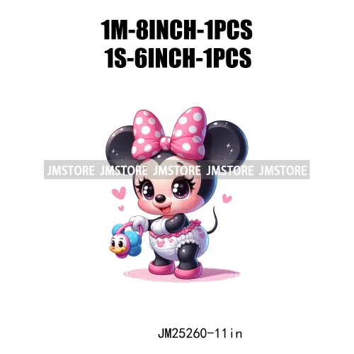 Cartoon Animal Sport Cheer Thermal Designs Baby Pink Mouse Iron On DTF Heat Press Transfers Stickers Ready To Press For Clothes