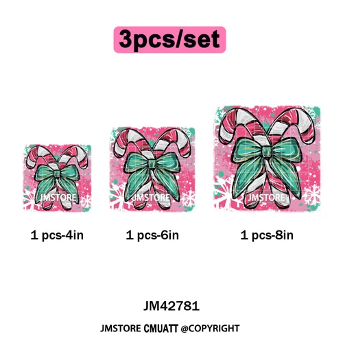 Preppy Brushstroke Gingerbread Santa Bow Tree Merry Christmas Girly Iron on DTF Transfers Stickers Ready to Press for T-shirts